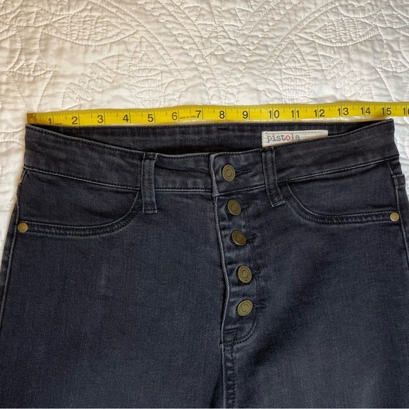 Pistola Black Raw Hem Exposed Button Fly Jeans| Size 30 - Picture 6 of 12